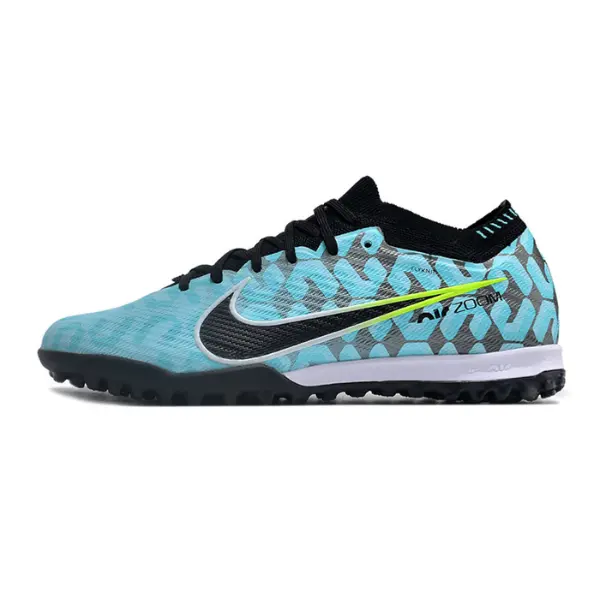 Nike Zoom Mercurial Vapor 15 Elite Light Blue and Black Turf TF Kids Football Boot