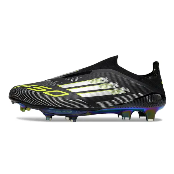Adidas F50+ Elite Laceless Black White and Green Firm Ground FG Football Boot