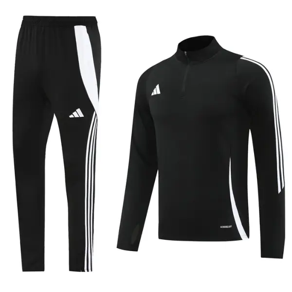 Adidas Black and White Cold Set Quarter-Zip Top and Pants - White Panel