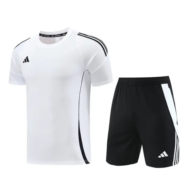Adidas White Black Training Set T-Shirt and Shorts