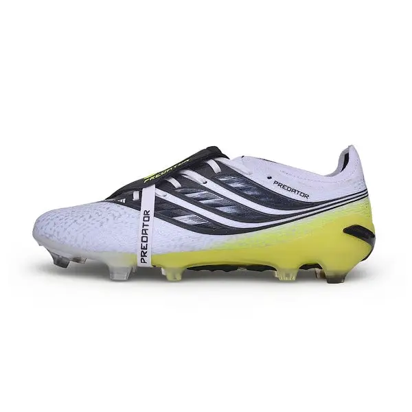 Adidas Predator 27 Elite Tongue White, Yellow and Black Firm Ground FG Football Boot