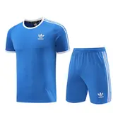 Adidas Light Blue Training Set T-Shirt and Shorts - Trefoil Logo