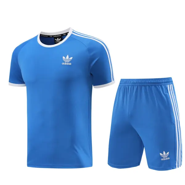 Adidas Light Blue Training Set T-Shirt and Shorts - Trefoil Logo