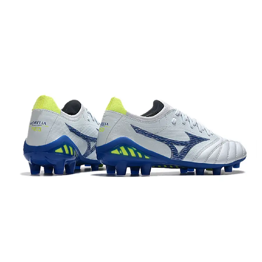 Mizuno Morelia Neo III Elite White Blue and Green Firm Ground FG Football Boot