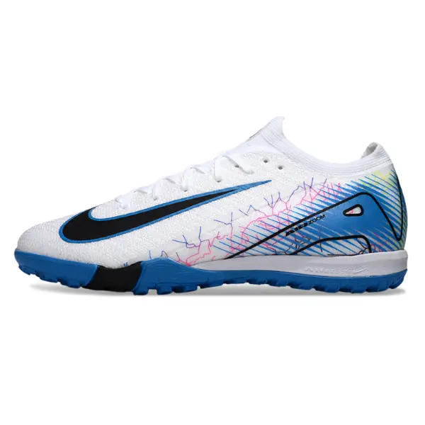 Nike Zoom Mercurial Vapor 16 Elite Kids White and Blue Turf TF Football Boot - White/Blue
