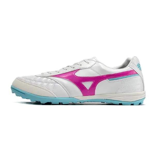 Mizuno Morelia Sala White Pink and Blue Turf TF Football Boot