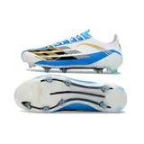 Adidas F50 Elite White, Blue and Golden Firm Ground FG Football Boot
