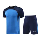 Nike Blue Training Set T-Shirt and Shorts - Blue/Navy Raglan