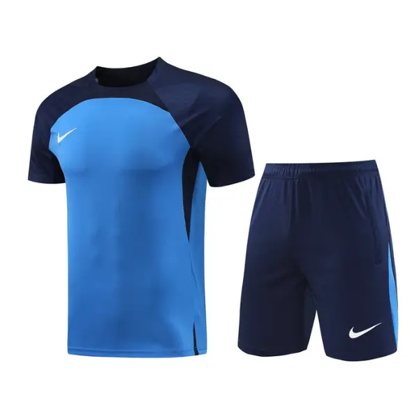 Nike Blue Training Set T-Shirt and Shorts - Blue/Navy Raglan