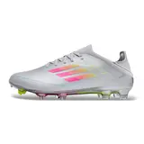 Adidas F50 Primeknit Elite White Pink and Yellow Firm Ground FG Kids Football Boot
