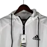 Adidas White and Black Windbreaker Jacket