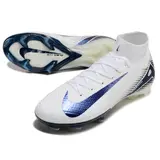 Nike Air Zoom Mercurial Superfly 10 Elite White and Blue Firm Ground FG Football Boot