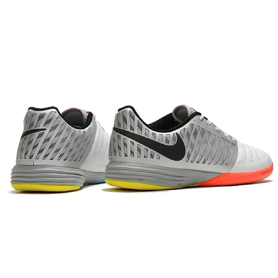 Nike Lunar Gato II White and Gray Indoor IC Football Boot - Grey/Orange