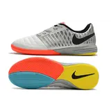 Nike Lunar Gato II White and Gray Indoor IC Football Boot - Grey/Orange