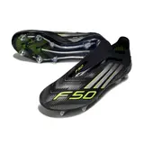 Adidas F50 Elite Lace Less Black White and Green Mixed Studs SG Football Boot