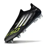 Adidas F50 Elite Lace Less Black White and Green Mixed Studs SG Football Boot