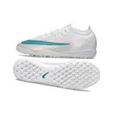 Nike Air Zoom Mercurial Vapor 17 Elite White and Light Blue Turf TF Kids Football Boot