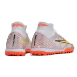 Nike Zoom Mercurial Superfly 9 Elite Silver and Orange Turf TF Football Boot