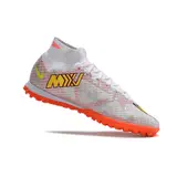 Nike Zoom Mercurial Superfly 9 Elite Silver and Orange Turf TF Football Boot