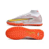 Nike Zoom Mercurial Superfly 9 Elite Silver and Orange Turf TF Football Boot