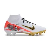 Nike Zoom Mercurial Superfly 9 Elite White Red and Gold Firm Ground FG Kids Football Boot