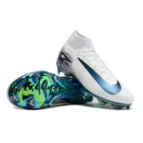 Nike Air Zoom Mercurial Superfly 10 Elite White and Green Firm Ground FG Kids Football Boot - White/Blue