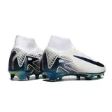 Nike Air Zoom Mercurial Superfly 10 Elite White and Green Firm Ground FG Kids Football Boot - White/Blue