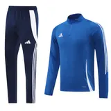 Adidas Blue Cold Set Quarter-Zip Top and Pants - Blue/Navy Stripes