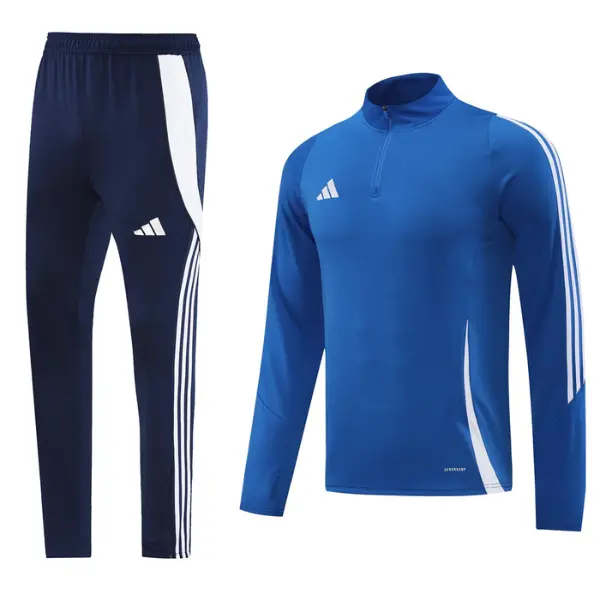 Adidas Blue Cold Set Quarter-Zip Top and Pants - Blue/Navy Stripes