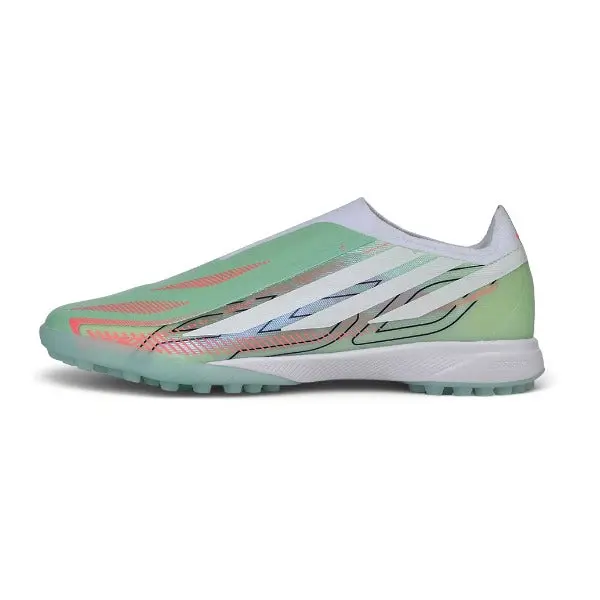 Adidas F50 Hyperfast Laceless Elite Light Green and White Turf TF Football Boot