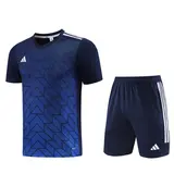 Adidas Dark Blue Training Set T-Shirt and Shorts - Navy/Blue Pattern