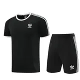 Adidas Black and White Training Set T-Shirt and Shorts - Trefoil Logo