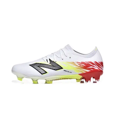 New Balance Furon Team V8 White and Red Firm Ground FG Football Boot