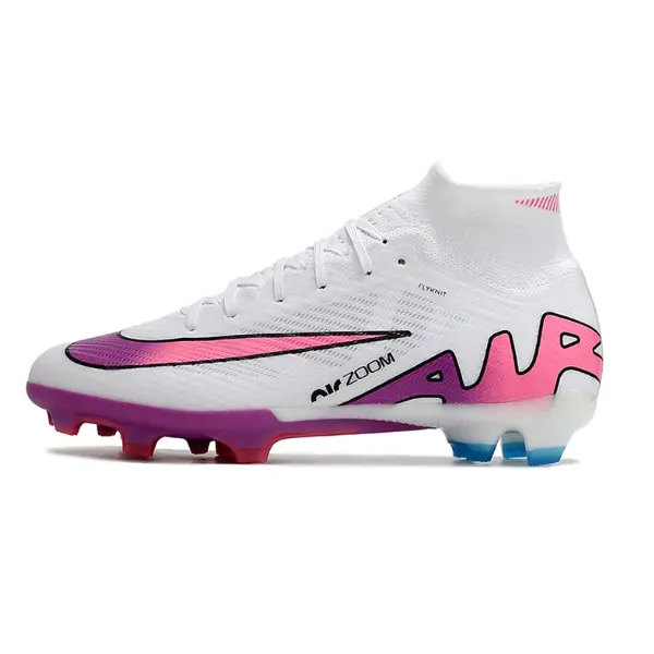 Nike Zoom Mercurial Superfly 9 Elite White Pink and Blue Firm Ground FG Football Boot