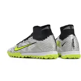 Nike Zoom Mercurial Superfly 9 Elite Gray and Green Turf TF Kids Football Boot