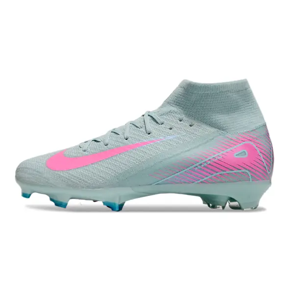 Nike Air Zoom Mercurial Superfly 10 Elite Light Blue and Pink Firm Ground FG Kids Football Boot - Grey/Pink