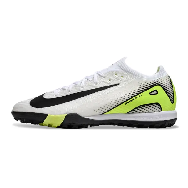 Nike Zoom Mercurial Vapor 16 Elite White and Light Green Turf TF Kids Football Boot