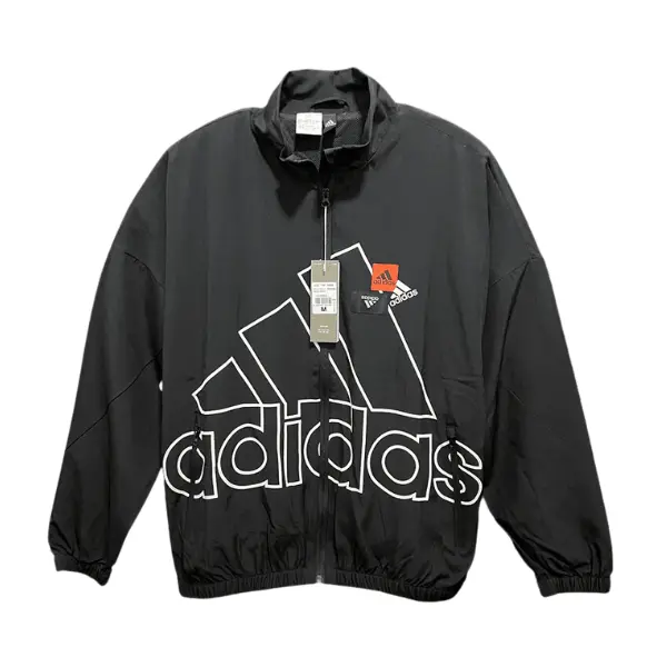 Adidas Black Windbreaker Jacket - Big Logo Print
