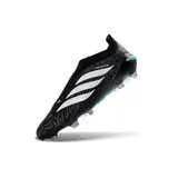 Adidas Predator 26 Elite Laceless Black and Light Blue Firm Ground FG Football Boot