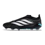 Adidas Predator 26 Elite Laceless Black and Light Blue Firm Ground FG Football Boot