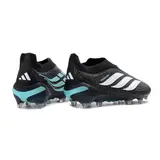 Adidas Predator 26 Elite Laceless Black and Light Blue Firm Ground FG Football Boot