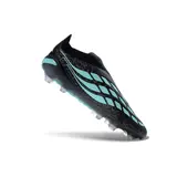Adidas Predator 26 Elite Laceless Black and Light Blue Firm Ground FG Football Boot