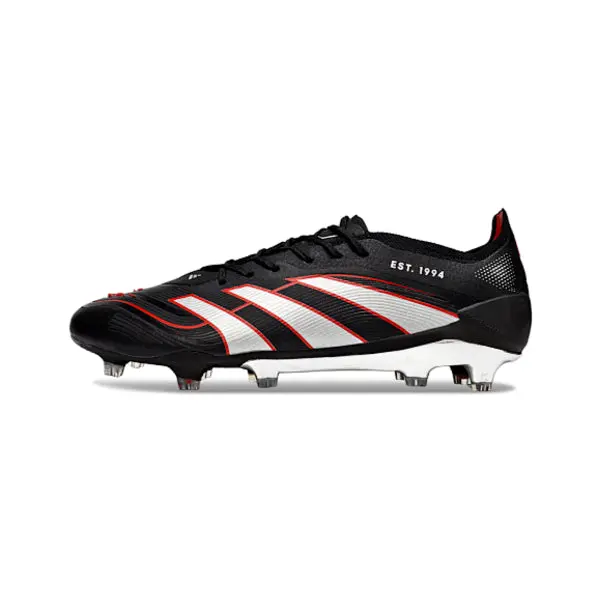 Adidas Predator 25 Elite Black Silver and Red Firm Ground FG Football Boot