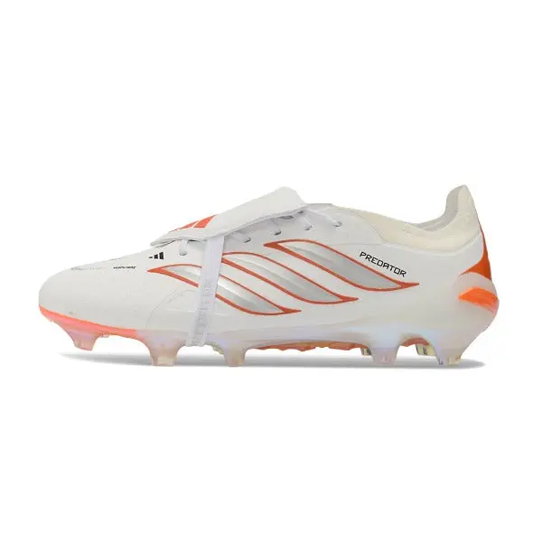 Adidas Predator 26 Elite Tongue White and Orange Firm Ground FG Football Boot - White/Copper