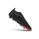 Adidas Predator 26 Elite Laceless Black and Red Leather Tech Pack Firm Ground FG Football Boot