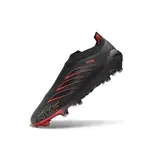Adidas Predator 26 Elite Laceless Black and Red Leather Tech Pack Firm Ground FG Football Boot