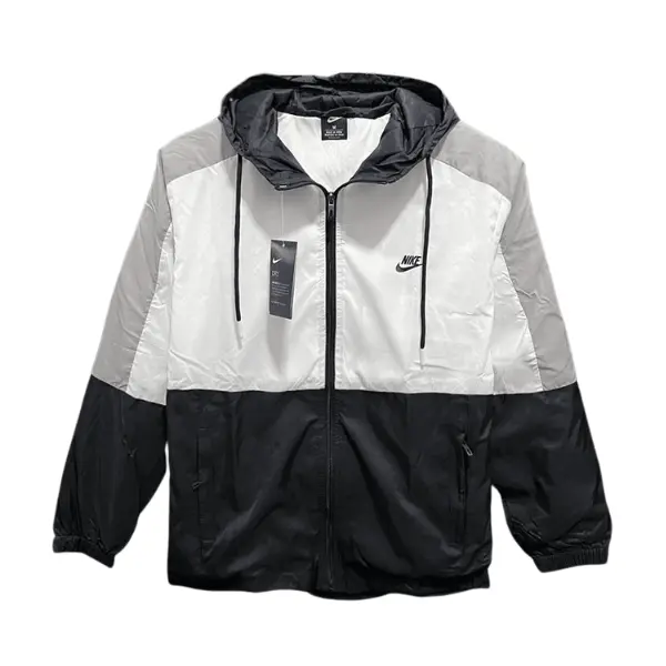 Nike White and Black Windbreaker Jacket - White/Black