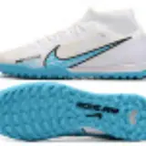 Nike Zoom Mercurial Superfly 9 Academy White and Blue Turf TF Football Boot