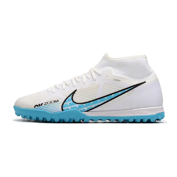 Nike Zoom Mercurial Superfly 9 Academy White and Blue Turf TF Football Boot