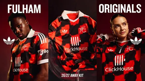 Fulham 2026/27: the red-and-black checkerboard returns — Kit launch presentation.